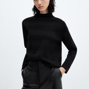 MANGO Perkins-neck sweater, Size S, Color black